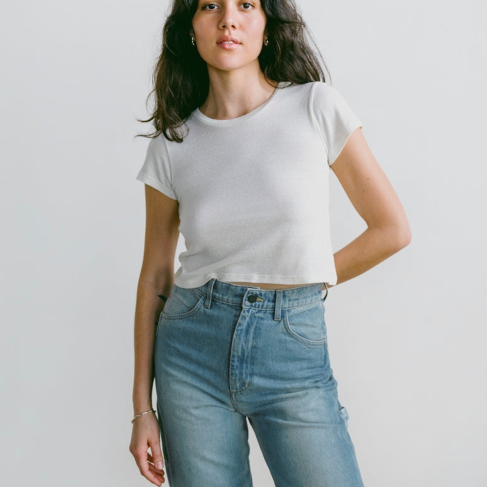 Ozma of California Cropped Lou Tee Raw Silk